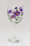 Aster Wine Glass Hand Painted