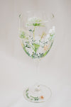 Queen Anne's Lace Hand Painted Wine Glass