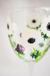 White Anemore Hand Painted Wine Glass