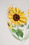 Wild Sun Flower Wine Glass Hand Painted
